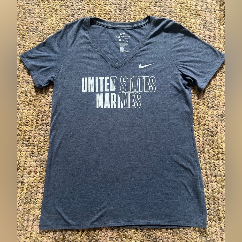 Nike, US Marines, T-shirt, V Neck, SS Grey, Women's Medium
